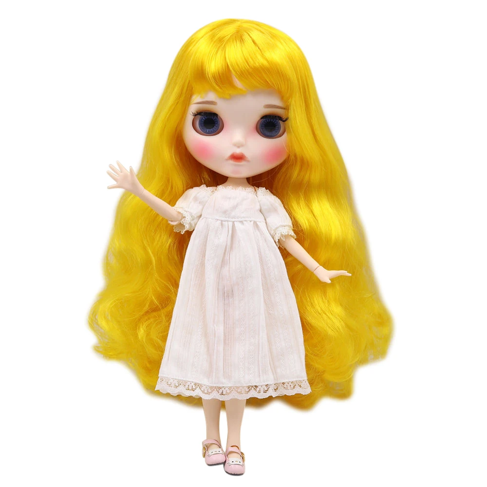Ледяной DBS Blyth кукольные 1/6 bjd из белой кожи шарнирное тело ярко желтый длинные