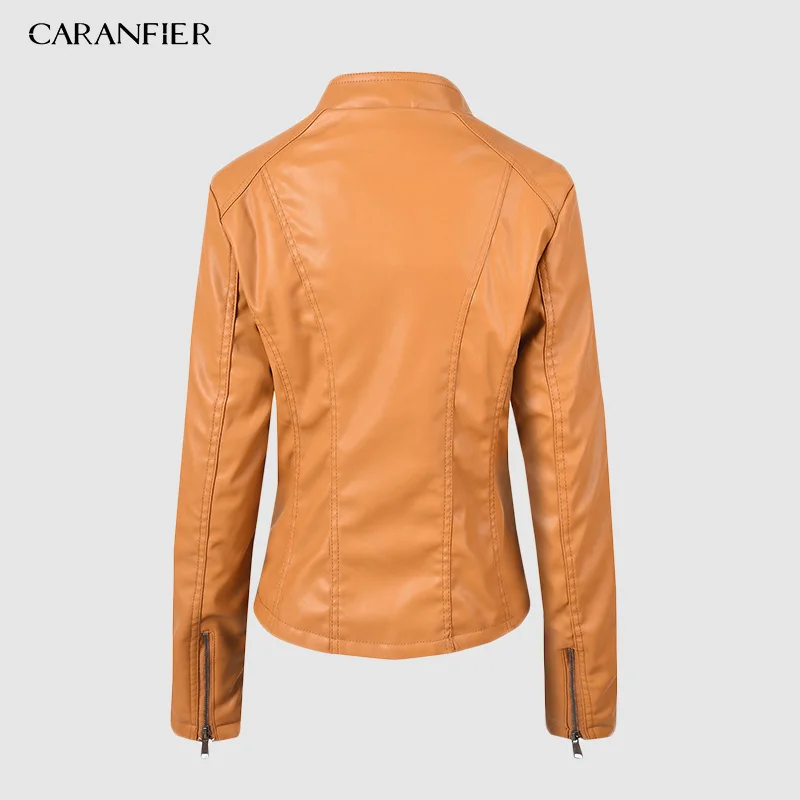Куртка CARANFIER из искусственной кожи Женская Весенняя Замшевая байкерская куртка