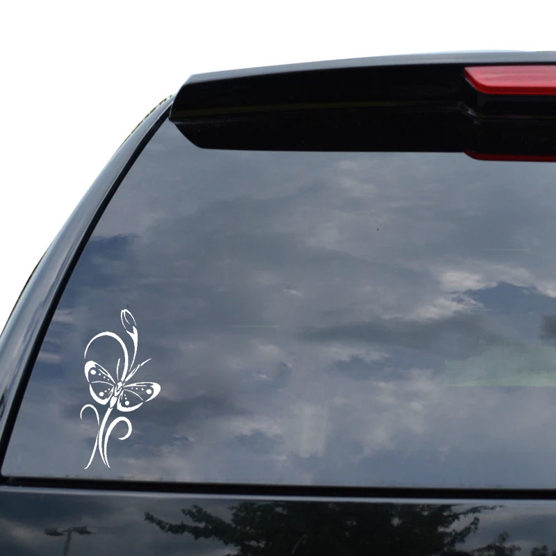

YJZT 8CM*15.8CM Nifty Butterfly Delicate Vinyl Decal Car Sticker Beautiful Black/Silver C19-0581