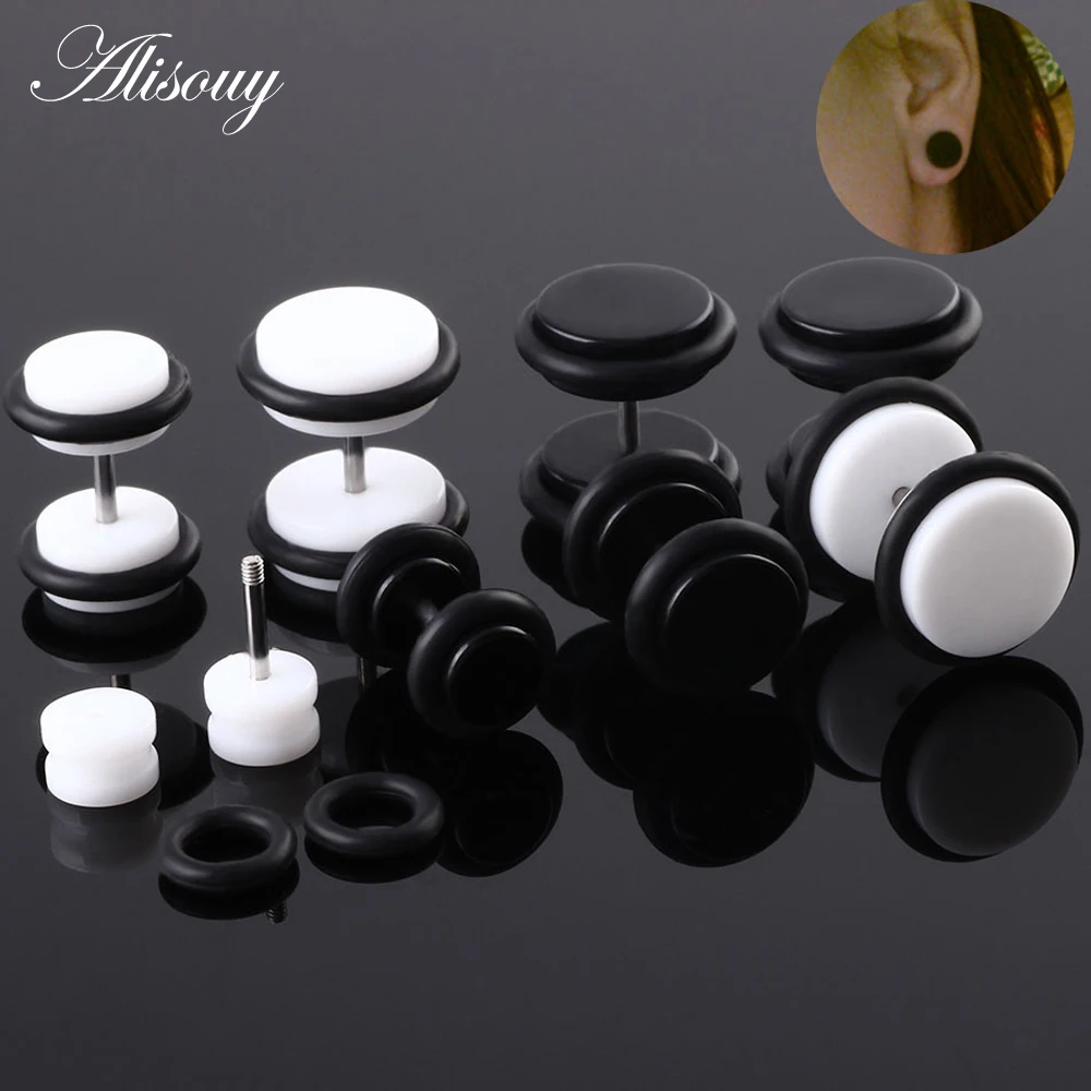2PCS Acrylic Fake Cheater Ear Plugs and Tunnels Ear Plug Piercing Earring Gauges Cheaters Stretcher Body Jewelry Piercings