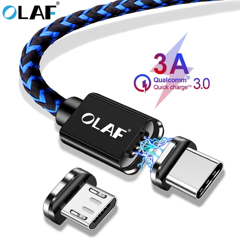 Магнитный кабель 3A 1 м Micro usb type C для iPhone Быстрая зарядка Телефон магнитное