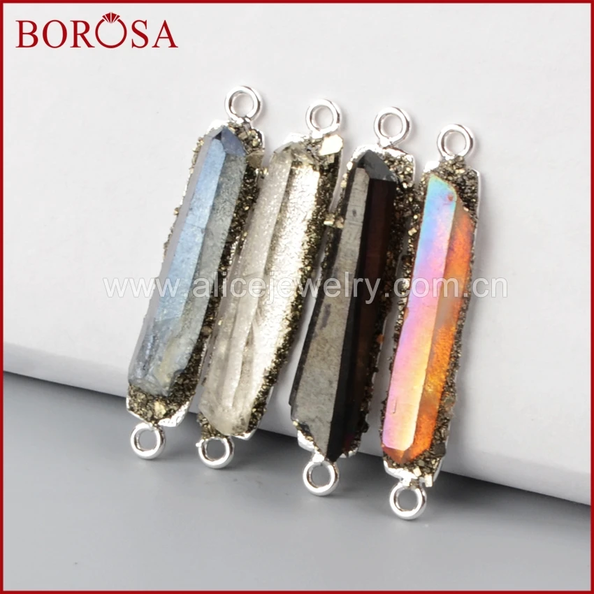 Borosa Новый приходить Multi Цвет Drusy кластера аура кварц Druzy Кристалл точка серебра