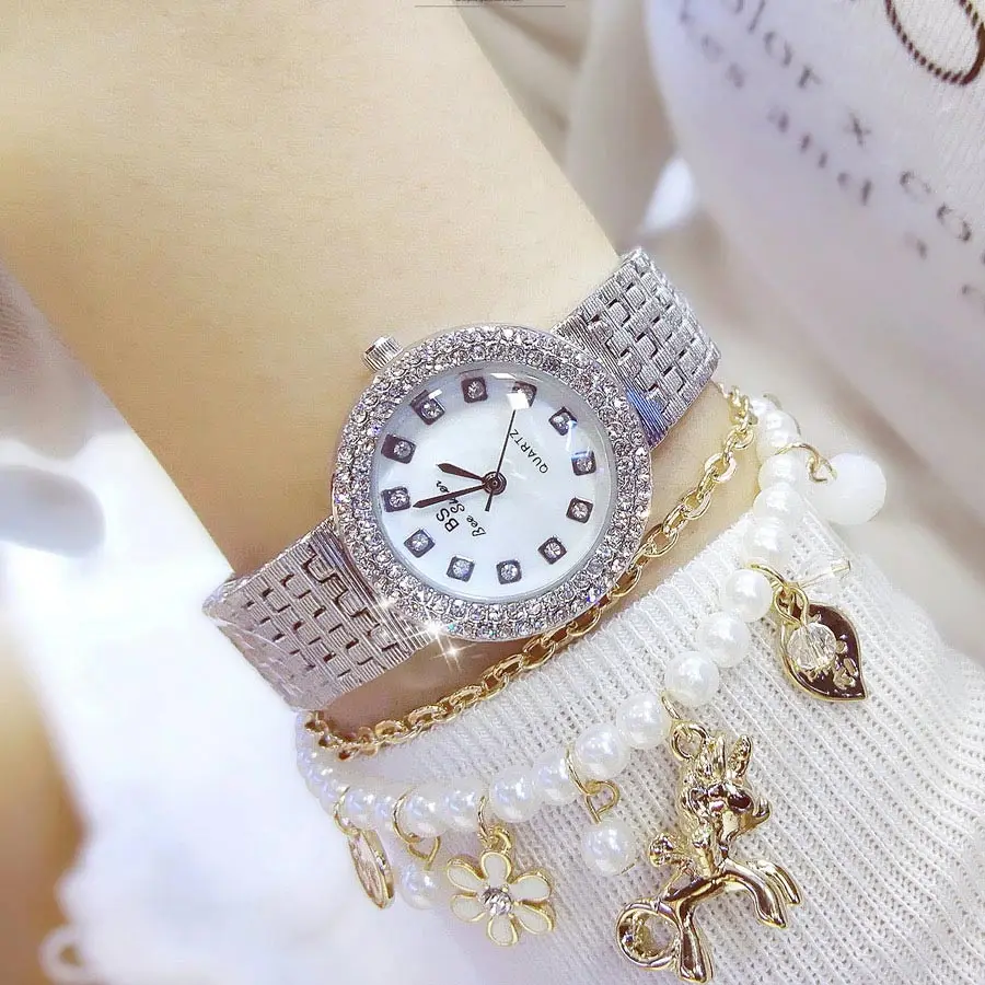 silver High Quality Fritillary Dial Watch Women top brand luxury gold ladies watch waterproof fashion hot quartz women watches BS - Цвет: silver