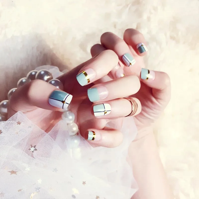 Новое поступление высокое качество мода 24 шт женские накладные ногти простая