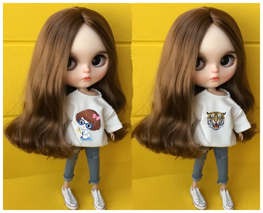 

2 шт./компл. Одежда для кукол Blyth 1/6 blyth Модная белая футболка + джинсы для кукол blyth pullip 30 см аксессуары для кукол Барби