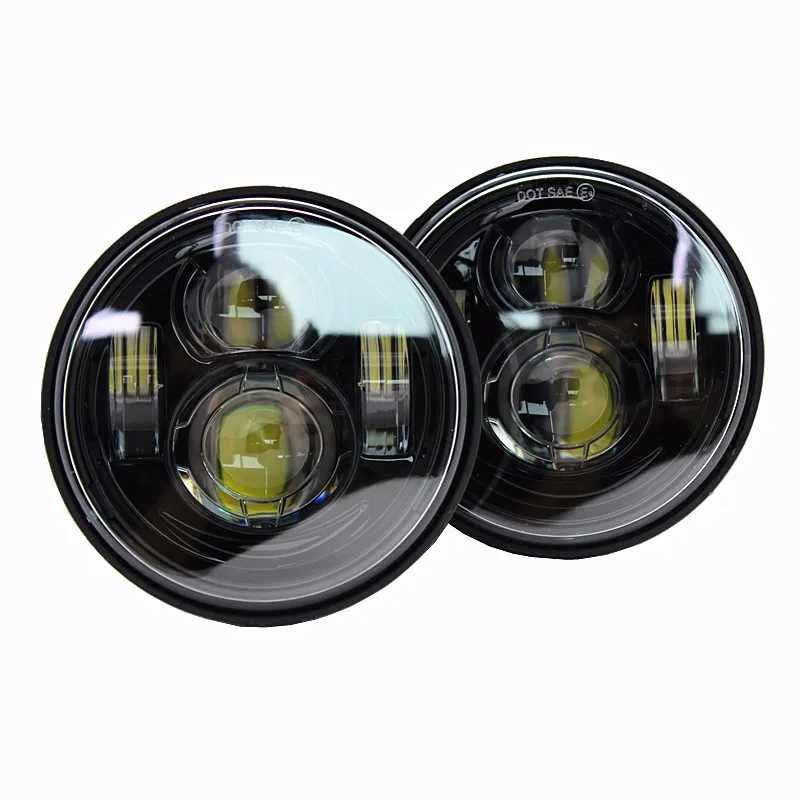 Точечный светодиодный головной фонарь для мотоцикла для Harley Fat Bob FXDF 2008- черный/хром(2 упаковки
