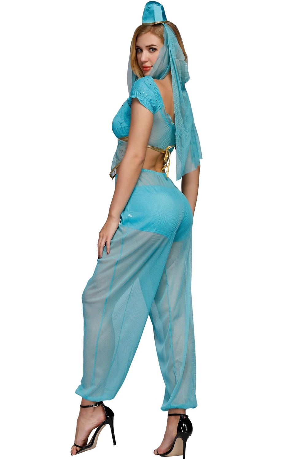 Womens Sexy Bollywood Indian Princess Dancer Genie Jasmine Aladdin ladies Fancy Belly Dance Dress Costume images - 6