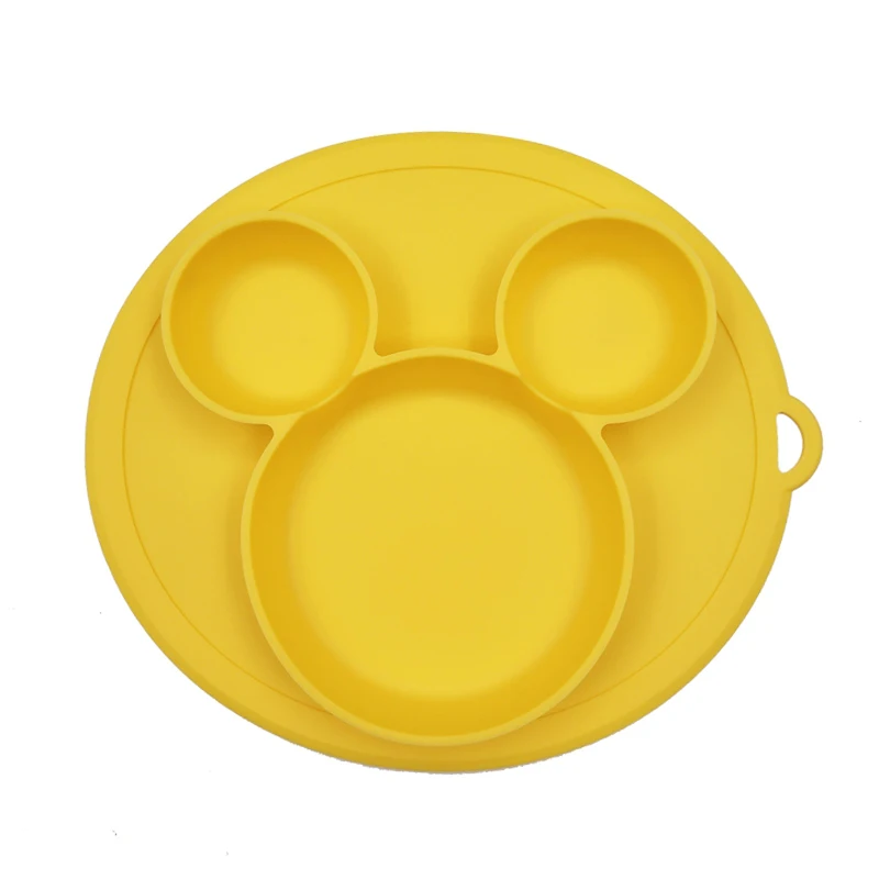 Yellow Plate A Детская силиконовая тарелка без бисфенола, мультяшный медведь в форме лапы, Детская обеденная посуда на присоске, Детская тренировочная посуда, миски для кормления детей - Цвет: Yellow Plate A