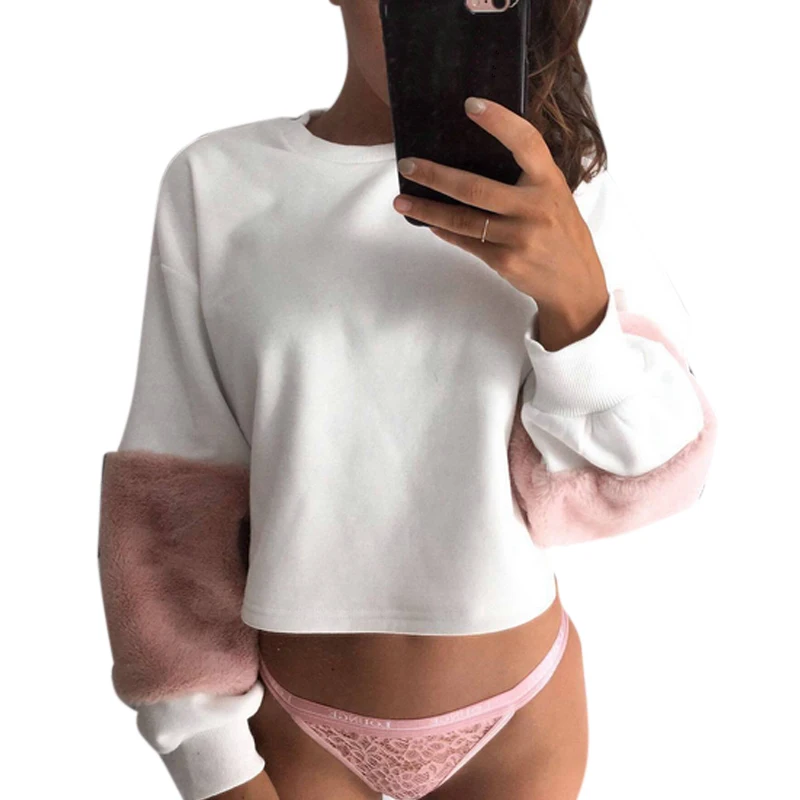 2018 осенне-весенние женские толстовки с капюшоном из искусственного меха в стиле