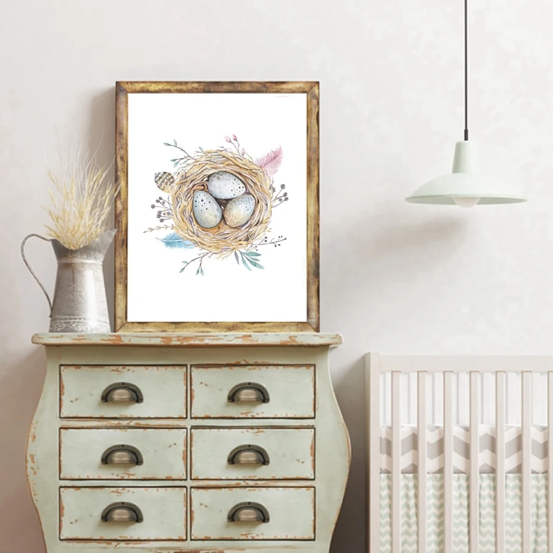 Плакат на холсте с изображением птичьего гнезда для детской комнаты | Дом и сад