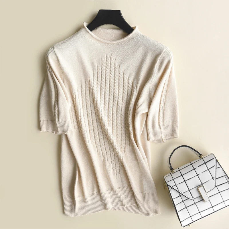 Для женщин Повседневное трикотажные короткий рукав свитер 2019 сезон: весна–лето