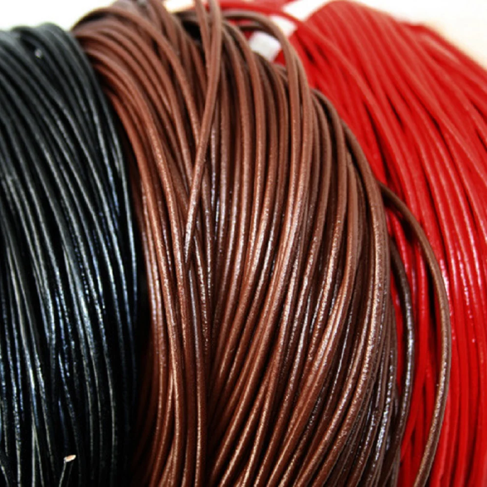 Высокое качество 6 цветов Длина 1 м Размеры около 2 мм из натуральной кожи Cord Jewelry findings для самостоятельного изготовления браслетов и Цепочки и ожерелья решений