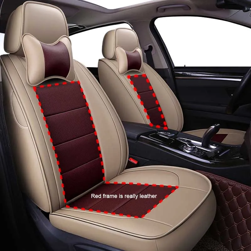 KADULEE кожаный чехол для сидения автомобиля Fiat Uno Palio Linea Punto Bravo 500 Panda SUV авто аксессуары для автомобиля - Название цвета: beige with brown