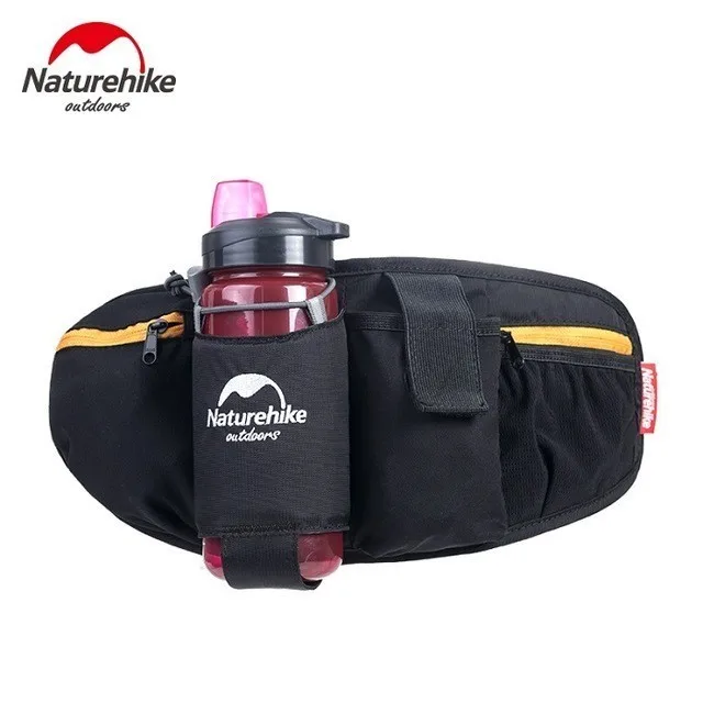 Black Naturehike Мужская и женская спортивная поясная сумка унисекс, сумка на пояс для бутылки воды, сумка для бега, пешего туризма, велосипедного телефона, водонепроницаемые поясные сумки черного и красного цвета - Цвет: Black