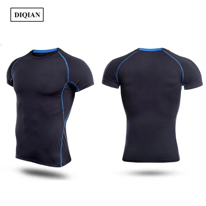 DIQIAN Фитнес Спорт Бег футболка для мужчин с коротким рукавом Мужская плотная
