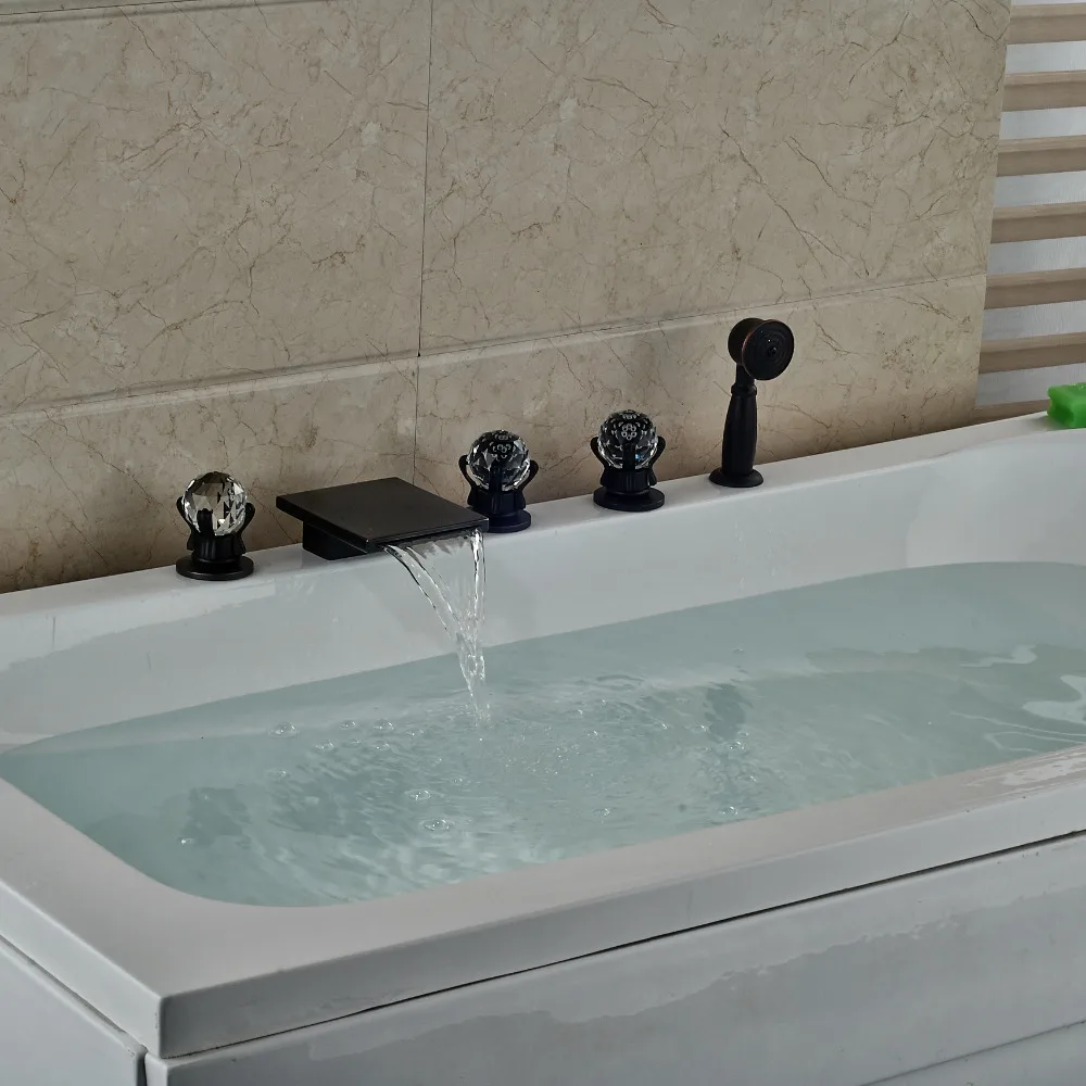 Традиционный латунный бронзовый кран для ванны с тремя кристальными ручками