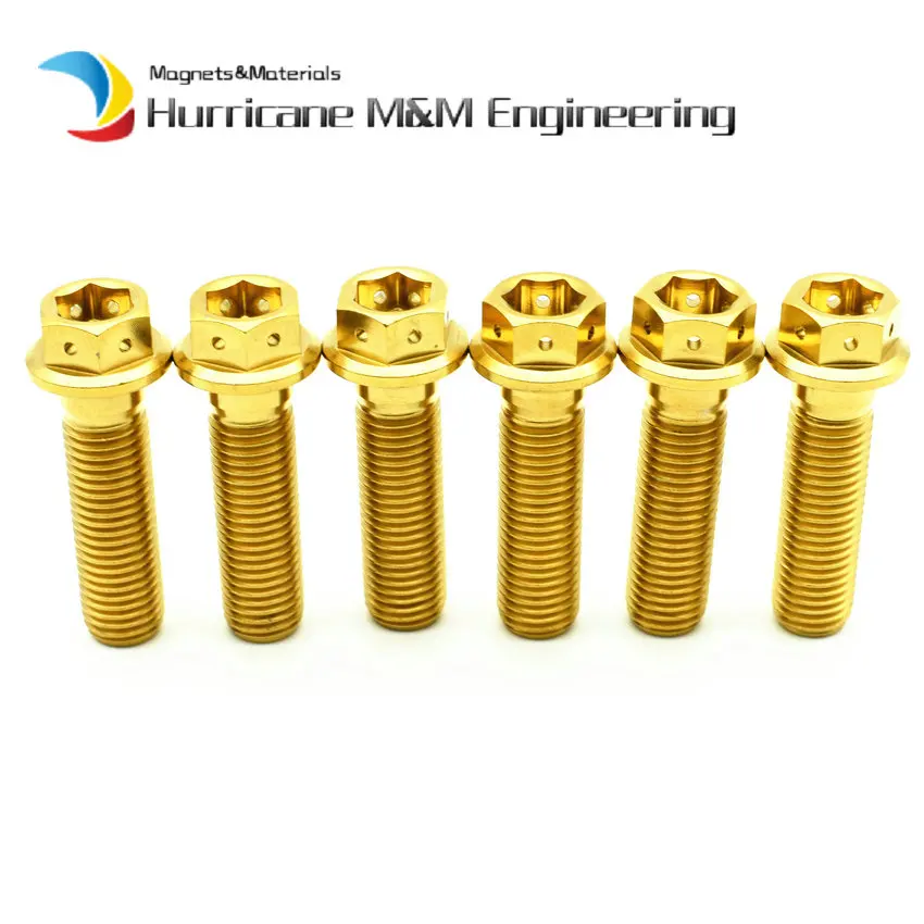 

Titanium Bolts for Motorcycle Modify M10 60 75mm Capliers Flange Gold Head Titanium Screws Fastener