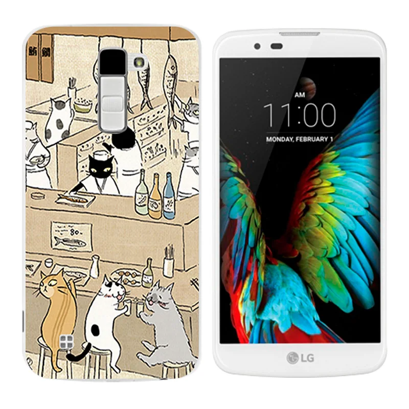 Мягкий ТПУ чехол для телефона LG K10 K 10 LTE K420N K430 K430DS 5 3 задняя крышка кошка пейзаж - Фото №1