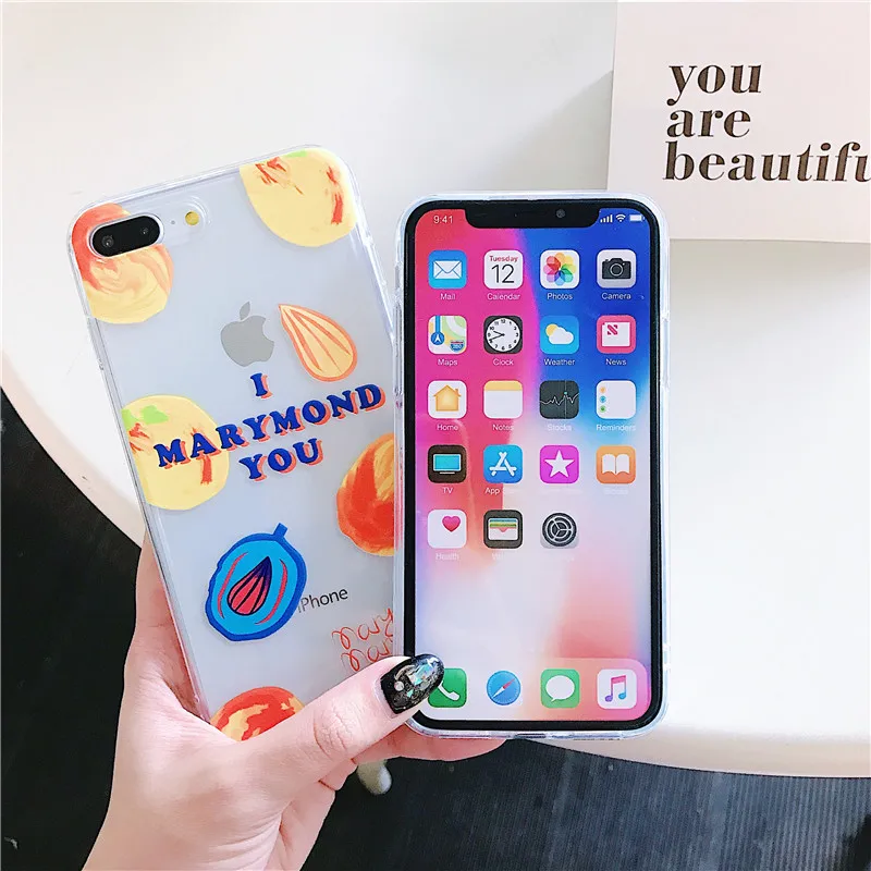 Модные летние свежие фрукты чехол для iPhone6 7 8 Plus X ТПУ Мультфильм абстрактные