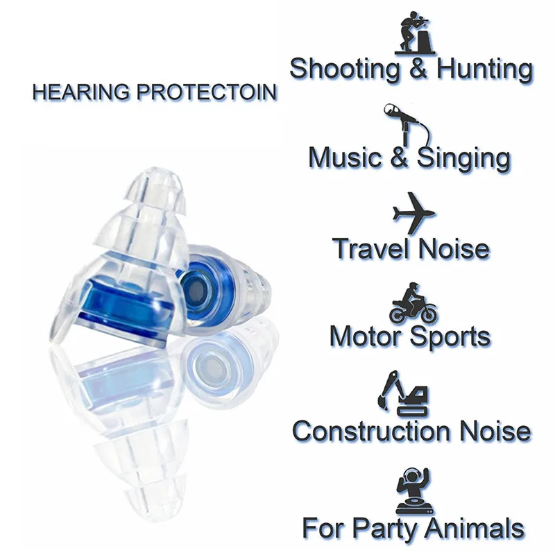 1Pair Silicone Ear Plug Sound Insulation Ear Protection Reusable Noise Music Reducing Cancelling Earplugs For Sleep Concerts