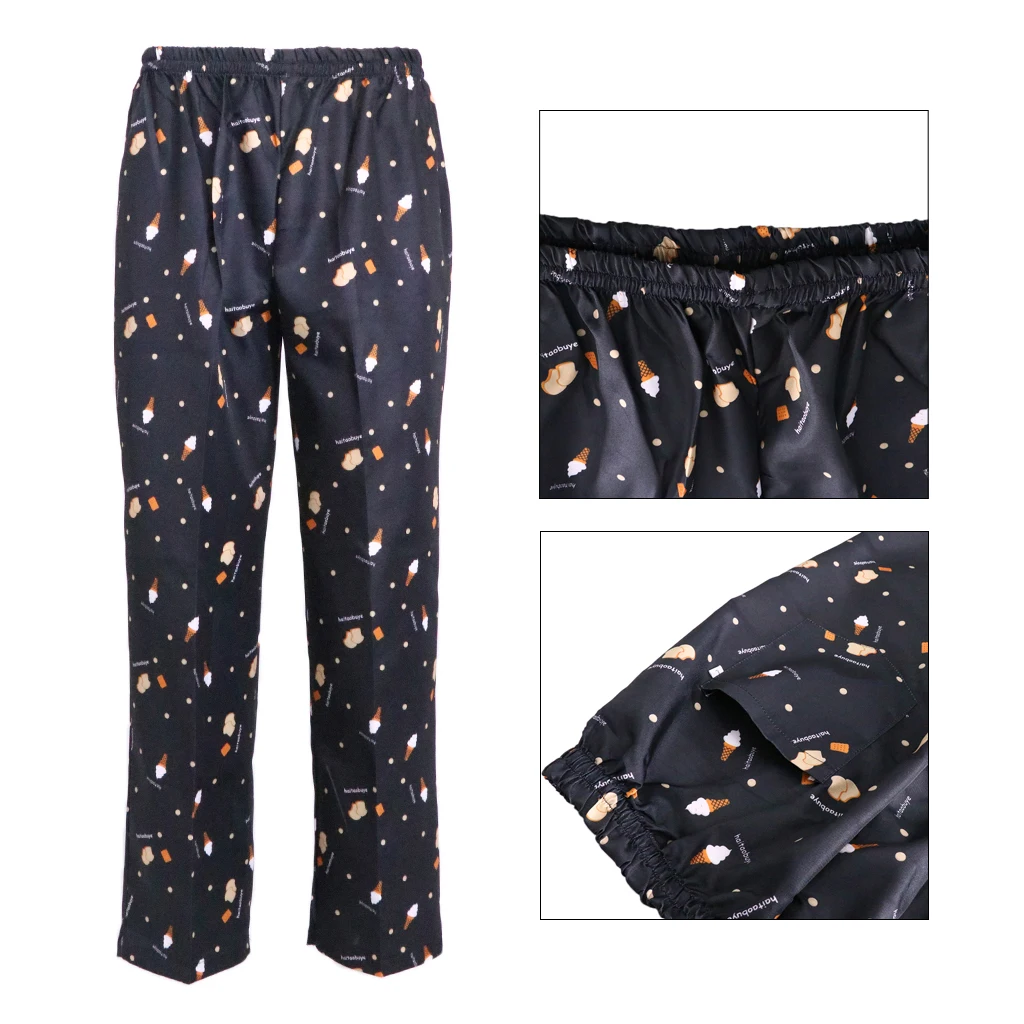 1 Pcs Baggy Chef Pants Funny Kitchen Prints Uniform Loose Fit Cargo Pants Adjustable Drawstring Closure Kitchen Work Trousers images - 6