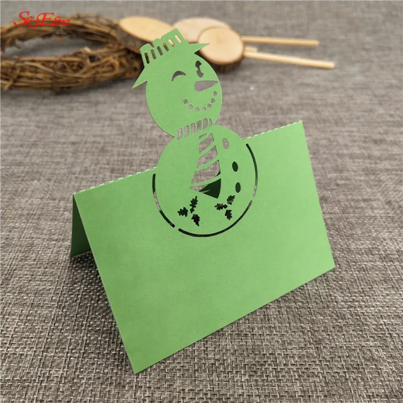 10 шт. снежные рождественские вечерние карты для имени стола хранения вина гостей