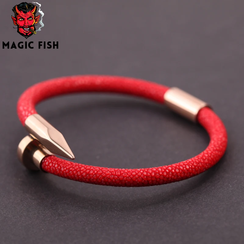 Браслет Magic Fish для мужчин и женщин красная вонючая кожа розовое золото мужские