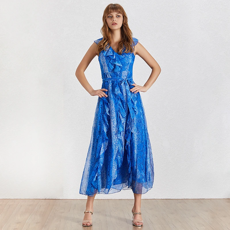 Женское платье без рукавов TWOTWINSTYLE ТРАПЕЦИЕВИДНОЕ винтажное до щиколотки с