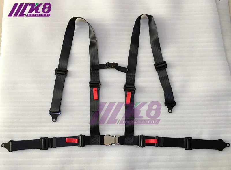 Черный K8-4005, 2 дюйма, 4 точки, пряжка для самолета, авто гоночный спортивный ремень безопасности, гоночный ремень безопасности - Название цвета: Черный