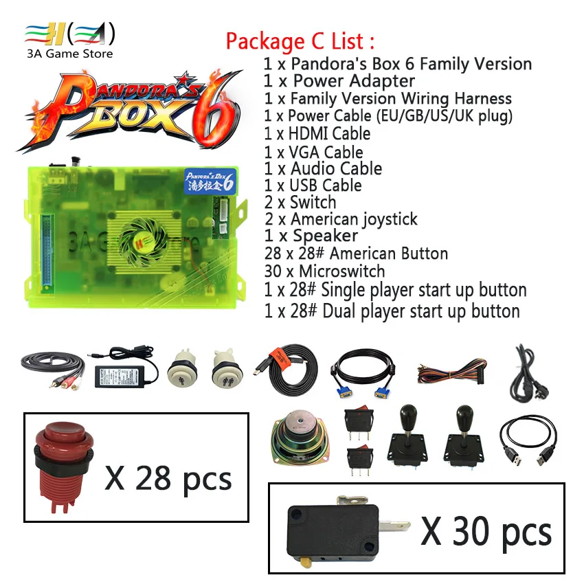 Pandora box 6 1300 в 1 игровая модульная доска JAMMA джойстик пуговицы «сделай сам» комплект управления аркадой с приёмкой монет блок питания