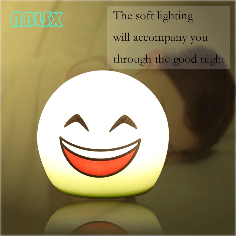 Светодиодный ночник для детей с 3D изображением лица спальная комната милый