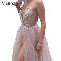 sexy tulle long prom dresses 2021 new arrival backless sweep train beaded a line special occasion evening gowns custom made