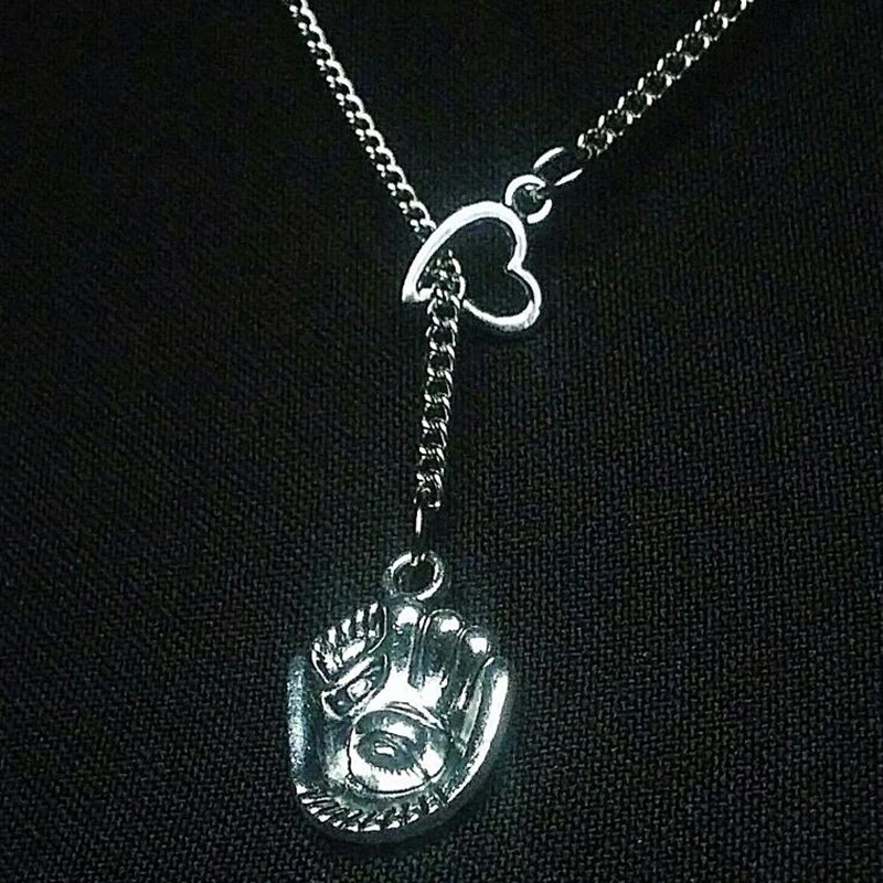 Шар сердце ожерелье Лариат бейсбольная перчатка для Софтбола ожерелья с