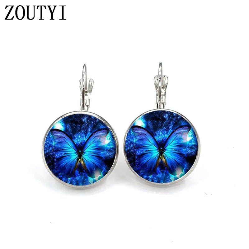 Новые/Гламурные модные синие серьги с объемной симфонией в виде бабочки женские