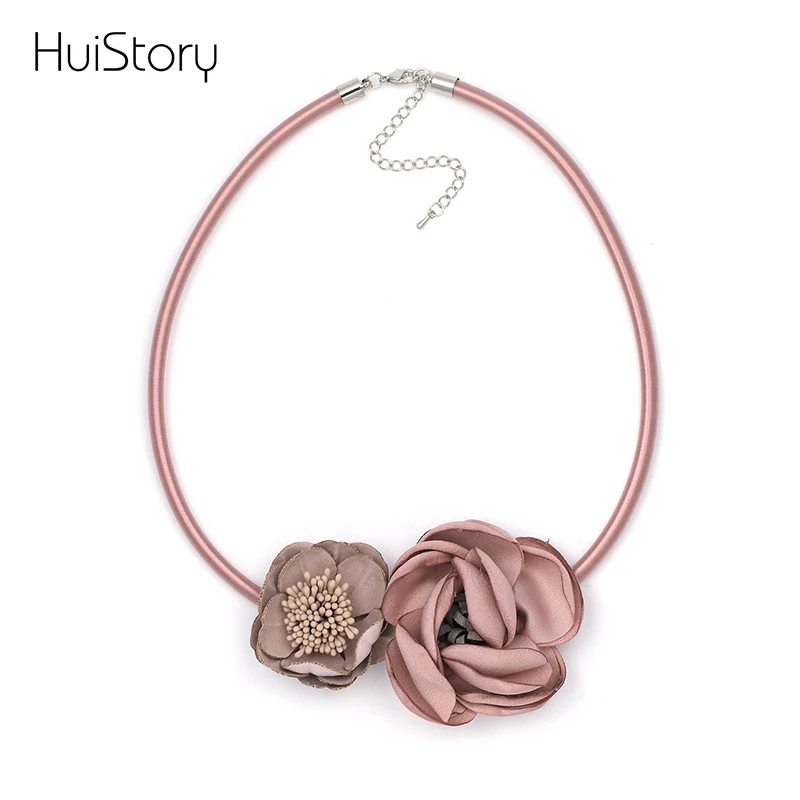 HUISTORY Jewelry для женщин Мода цветок короткие цепочки и ожерелья Винтаж подвеска на