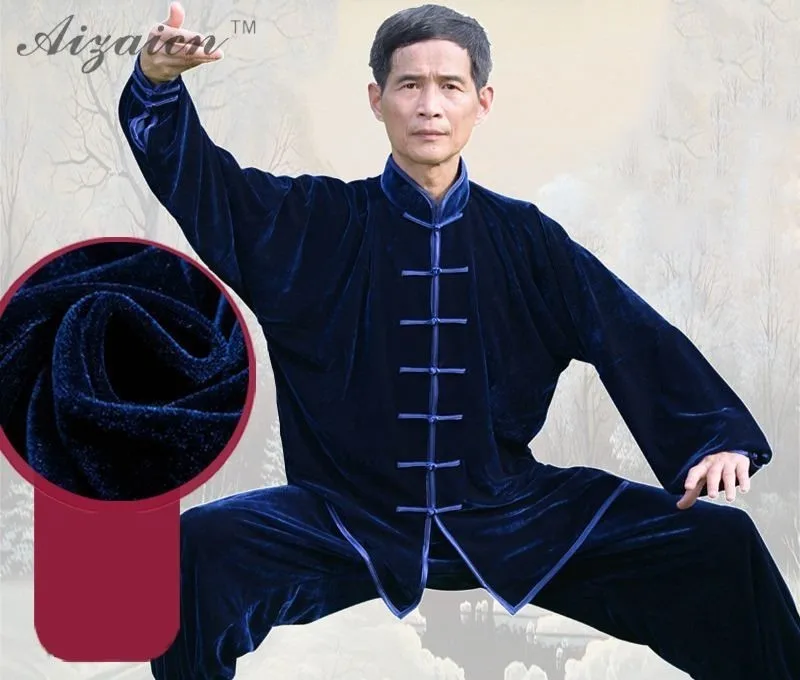 Для мужчин женщин Pleuche Ткань утолщенная теплая Tai Chi Одежда Кунг-фу костюм форма для боевых искусств Taiji ушу зимний костюм для пары