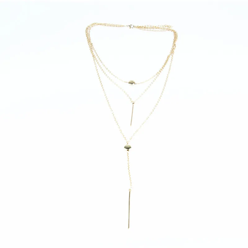 2017 Модные женские ожерелья и подвески из сплава 3-слойное ожерелье с кисточками