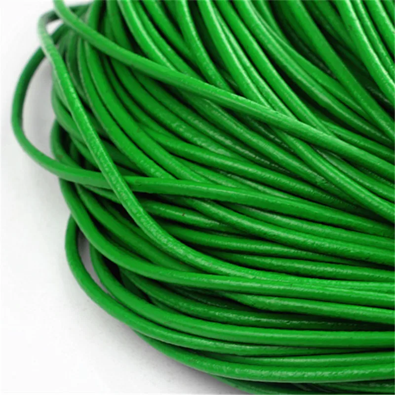 Grass Green 5 метров 3 мм шнуры из натуральной кожи круглый веревочный шнур для самостоятельного изготовления ювелирных изделий браслет Цепочки и ожерелья ювелирные изделия-Аксессуары - Цвет: Grass Green