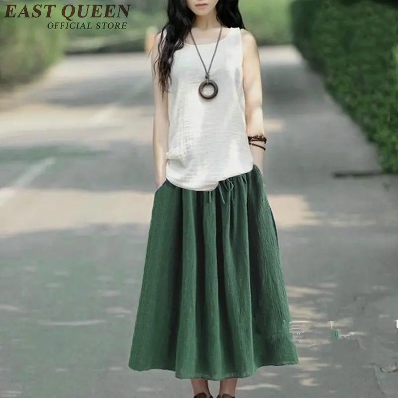 

Linen clothes two piece set summer women linen clothing women elegant skirt suits linen set skirt and top AA2482 YQ