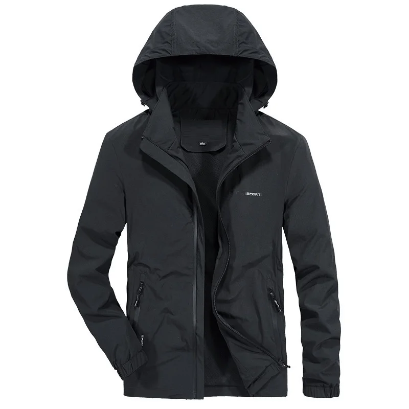 

2019Fashion men hooded jacket long sleeves stand collar wrinkle proof spring casual blouse male tops oversize plus size 5XL6XL7X