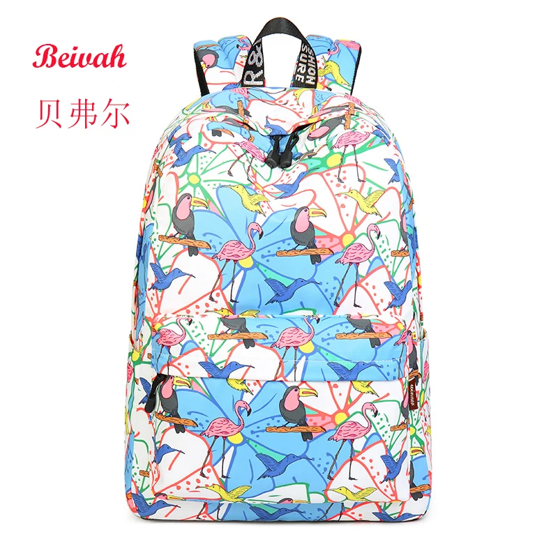 Beivah Designer Flamingo Printing Backpack Female Animal School Bags For Teenager Girls And Boys Mochila travel bag | Багаж и сумки