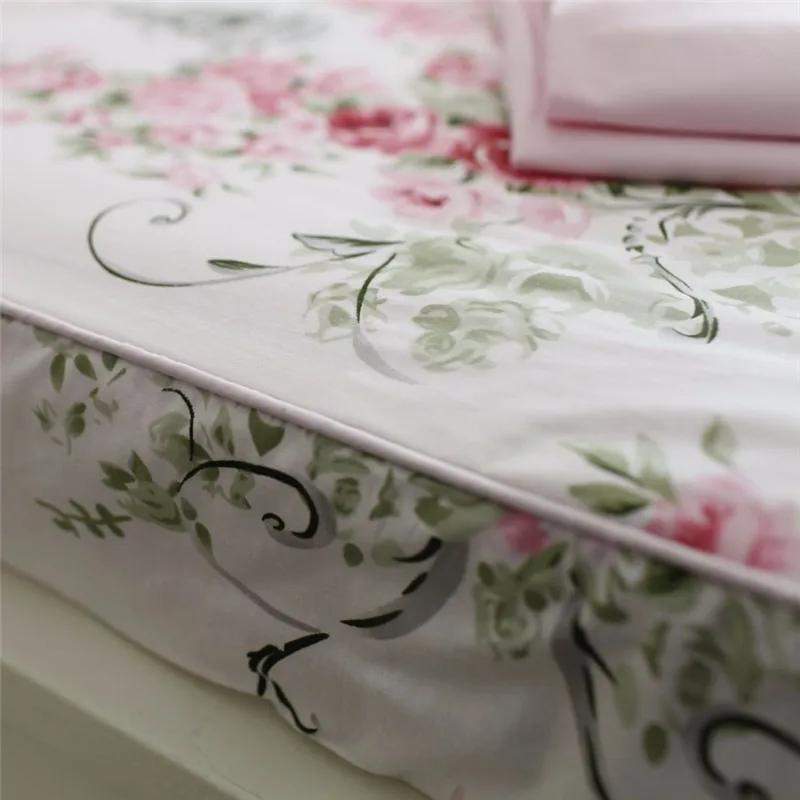 FADFAY Cotton Rose Floral Print Bedding Sheet Sets 4-Piece California King Size Shabby Flat With Pillow Cases Bed Set | Дом и сад