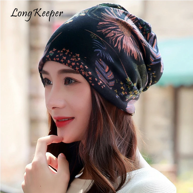 

Long Keeper Women's Scarf & Winter Hats Multi Purpose Ladies Floral Hat Spring Autumn Hip Hop Beanies Hats Scarf Mask Bonnet