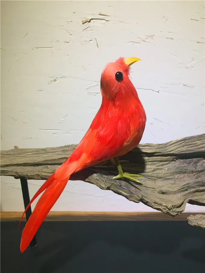 

cute simulation bird model foam&feather red bird dolls gift about 20cm 0679