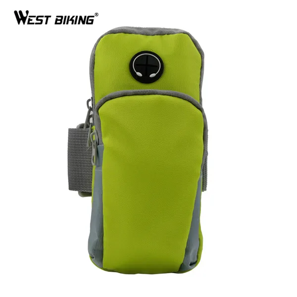 green WEST BIKING сумка на руку держатель для телефона для бега тренажерный зал регулируемый водонепроницаемый нарукавник чехол Deporte Спорт езда велосипед Велоспорт Сумки - Цвет: green