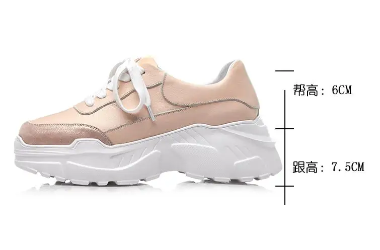 

2019 Spring Women Flat Platform sneakers Shoes Genuine Leather Lace-up Woman Casual Shoes ladies sport shoes Flats Creeper