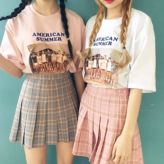 Harajuku Skater skipers летняя новая Корейская Harajuku винтажная клетчатая плиссированная юбка женская s Kawaii юбка с высокой талией Женская одежда