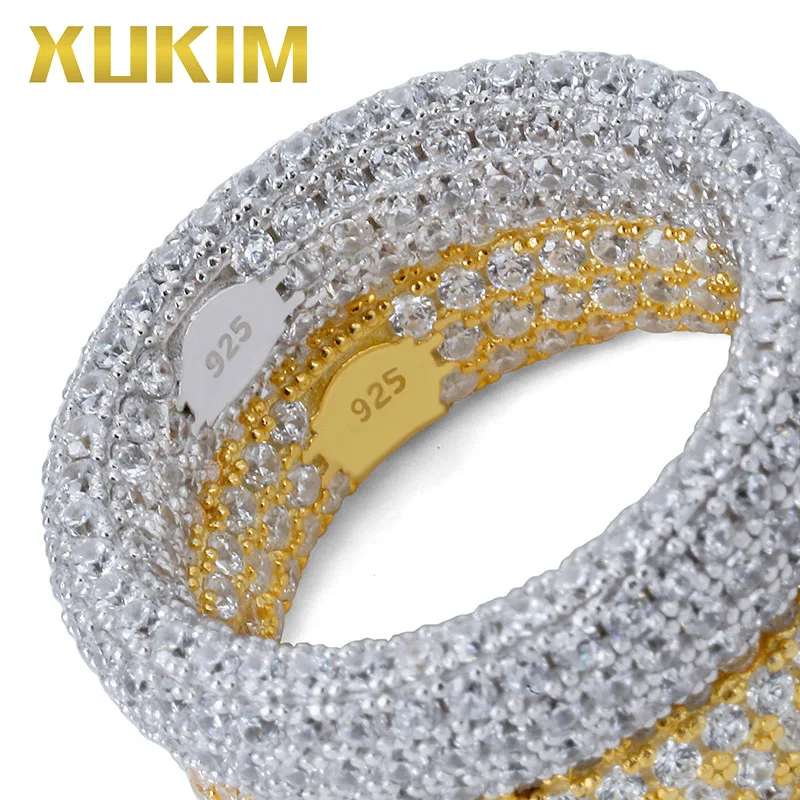 Мужское и женское кольцо Xukim трехслойное в стиле хип хоп со льдом из
