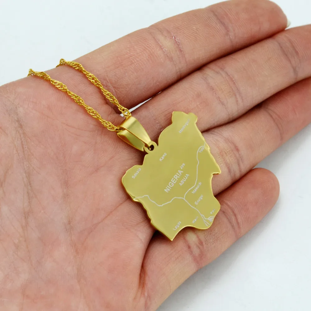 Подвеска золотого цвета с картами Нигерии для женщин и девушек ювелирные изделия