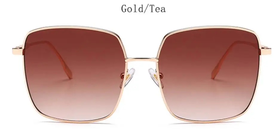 gold tea Металлические зеркальные Квадратные Солнцезащитные очки итальянские брендовые солнцезащитные очки Винтажные Солнцезащитные очки женские негабаритные Квадратные Солнцезащитные очки золотистые черные солнцезащитные очки мужские - Цвет линз: gold tea
